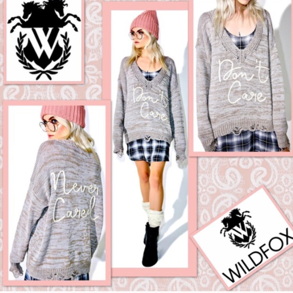 Wildfox Don’t Care Never Cared Distressed Sweater View 2